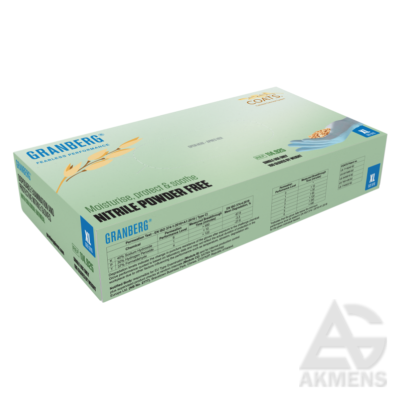 Vienreizlietojamie cimdi GRANBERG COATS 925, nitrila, zilas