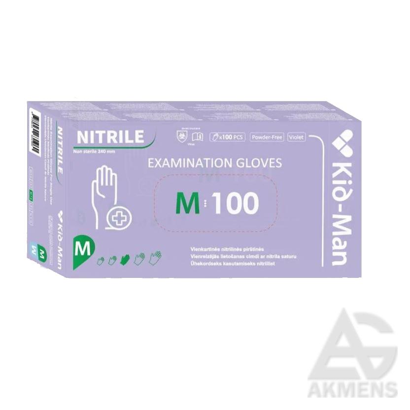 [SG-VIENKARTINES-PIRSTINES-KID-MAN-NITRILINES] Disposable Gloves KID MAN, nitrile, violet (L)