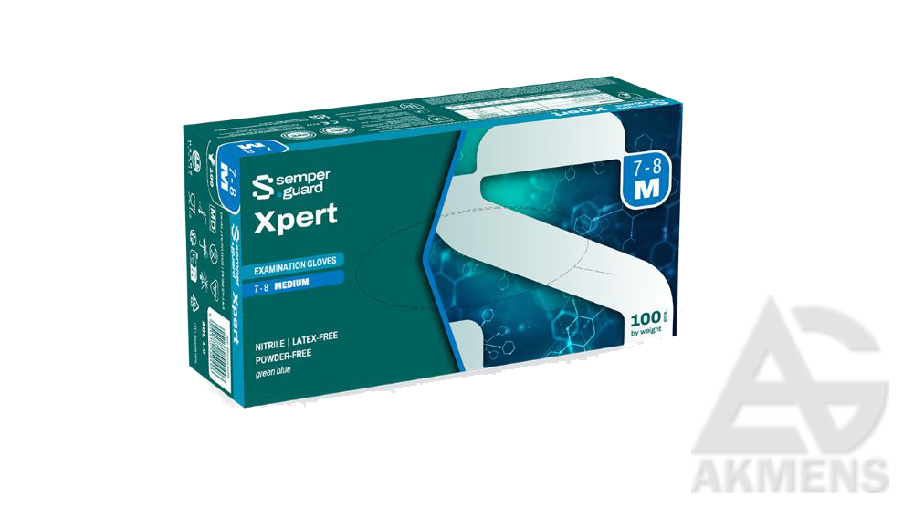[SG-VIENKARTINES-PIRSTINES-SEMPERGUARD-XPERT] Disposable Gloves SEMPERGUARD XPERT, nitrile, blue (L)